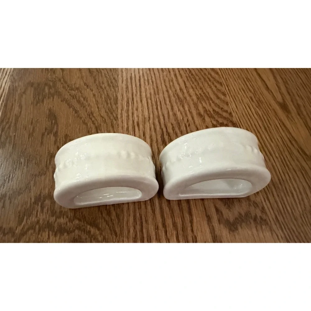 Totally Today Ceramic Napkin Rings White set of 2